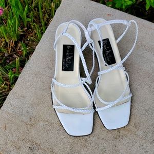 Nicole Miller white strappy sandals